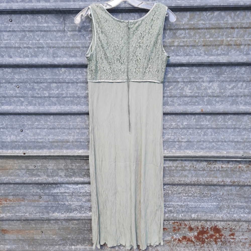 Vintage Sleeveless Crinckle Pleated Maxi Empire Shift Dress - Picture 11 of 11